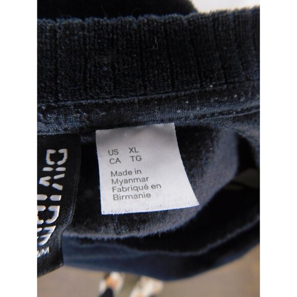 H&M Divided Sweatshirt XL Black Velour Ribbed Crewneck Pullover Casual - Picture 10 of 12